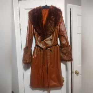 Faux leather trench coat